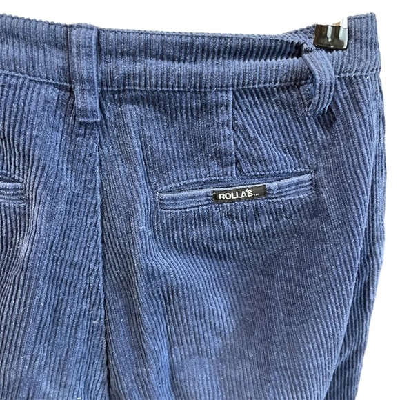 ROLLA'S Women’s Pleated Deep Blue Corduroy Pants Straight Leg High Waist - Picture 4 of 13